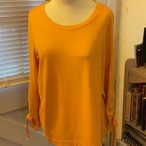 🔥HOT $10 Deal Stitch Fix Life Style Peach Top Ruched Sleeves Medium NWT $59